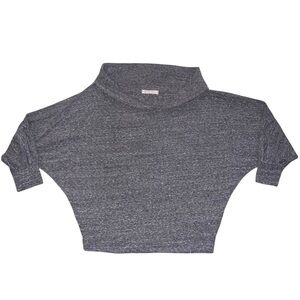 EUC Free People We The Free Heather Gray Cropped Dolman Top Small Mockneck